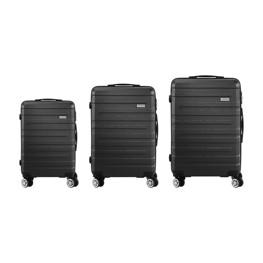 3PCS Luggage Set TSA Lock Hard Case Black