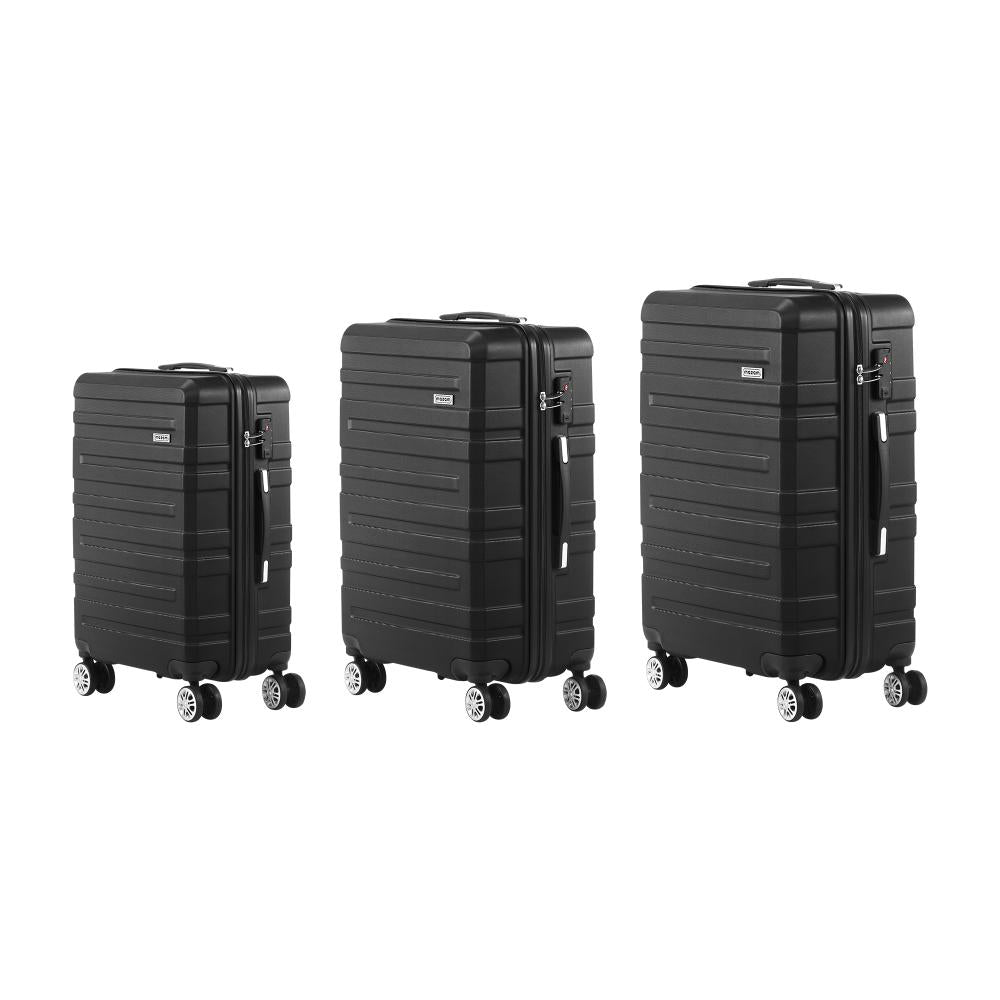 3PCS Luggage Set TSA Lock Hard Case Black