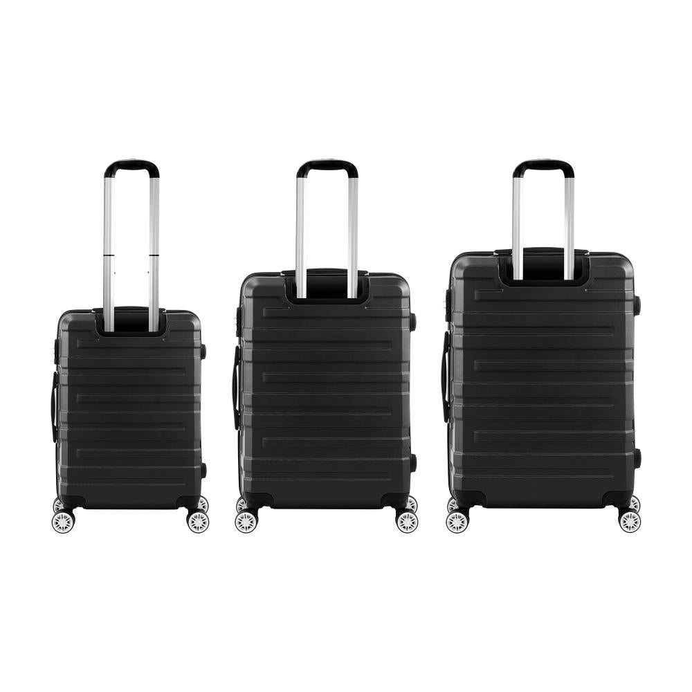 3PCS Luggage Set TSA Lock Hard Case Black