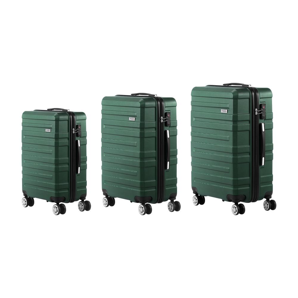 3PCS Luggage Set TSA Lock Hard Case Green