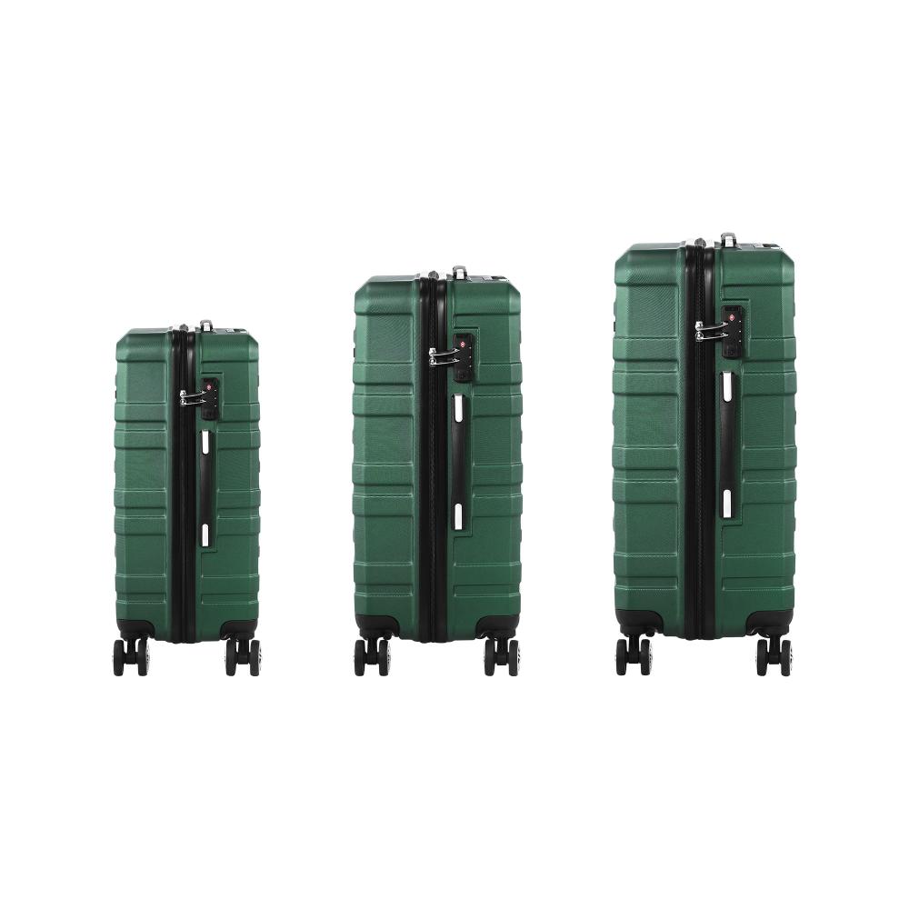 3PCS Luggage Set TSA Lock Hard Case Green