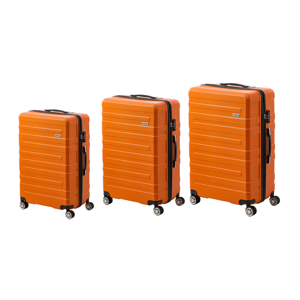 3PCS Luggage Suitcase Trolley Set TSA Lock Hard Case Orange