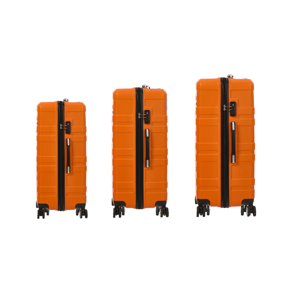 3PCS Luggage Suitcase Trolley Set TSA Lock Hard Case Orange