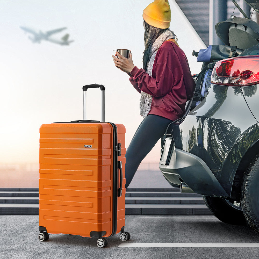 3PCS Luggage Suitcase Trolley Set TSA Lock Hard Case Orange