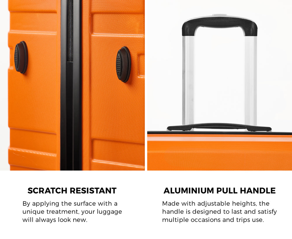 3PCS Luggage Suitcase Trolley Set TSA Lock Hard Case Orange