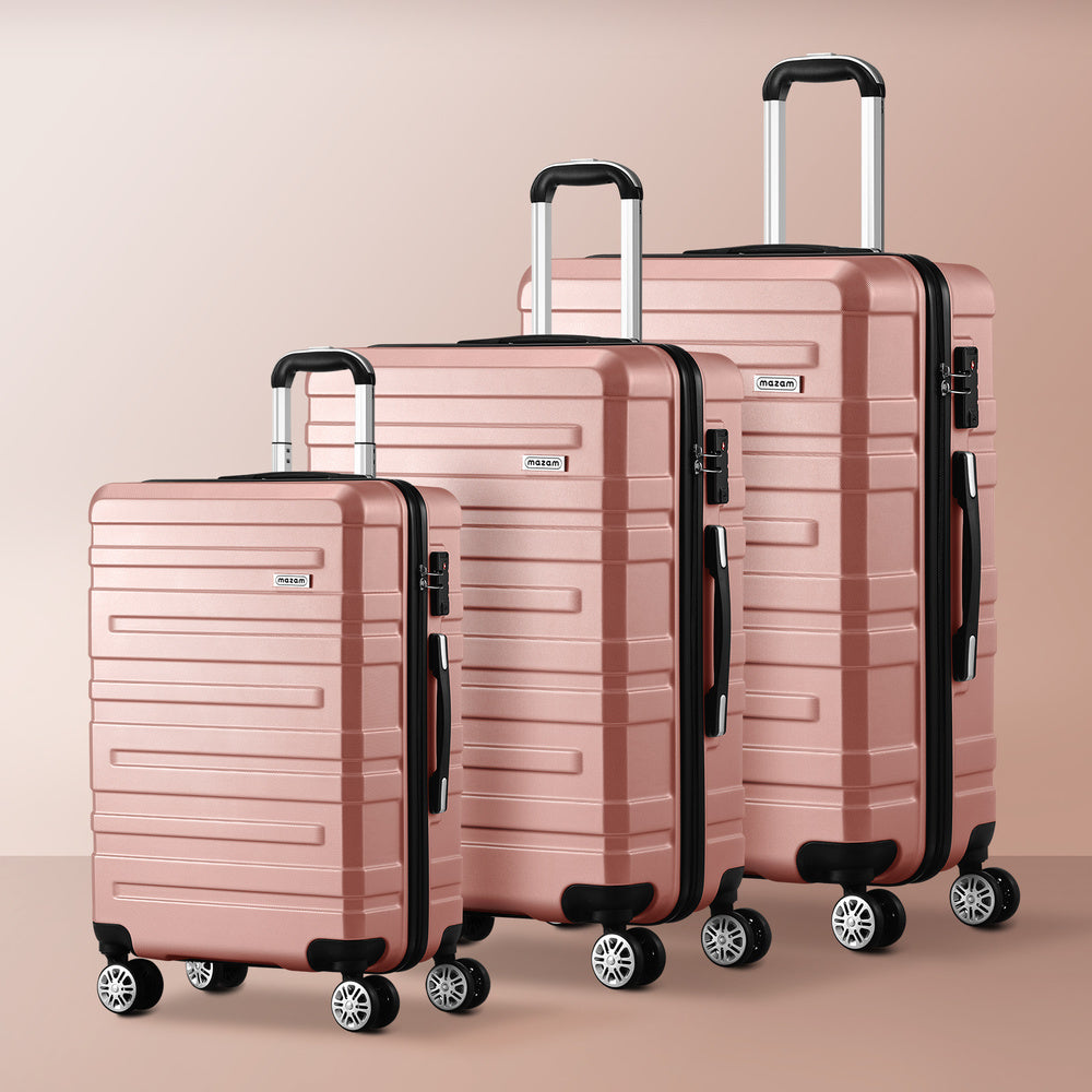 3PCS Luggage Suitcase Trolley Set Travel TSA Lock Pink