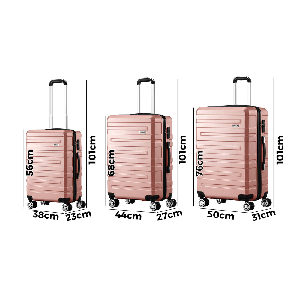 3PCS Luggage Suitcase Trolley Set Travel TSA Lock Pink
