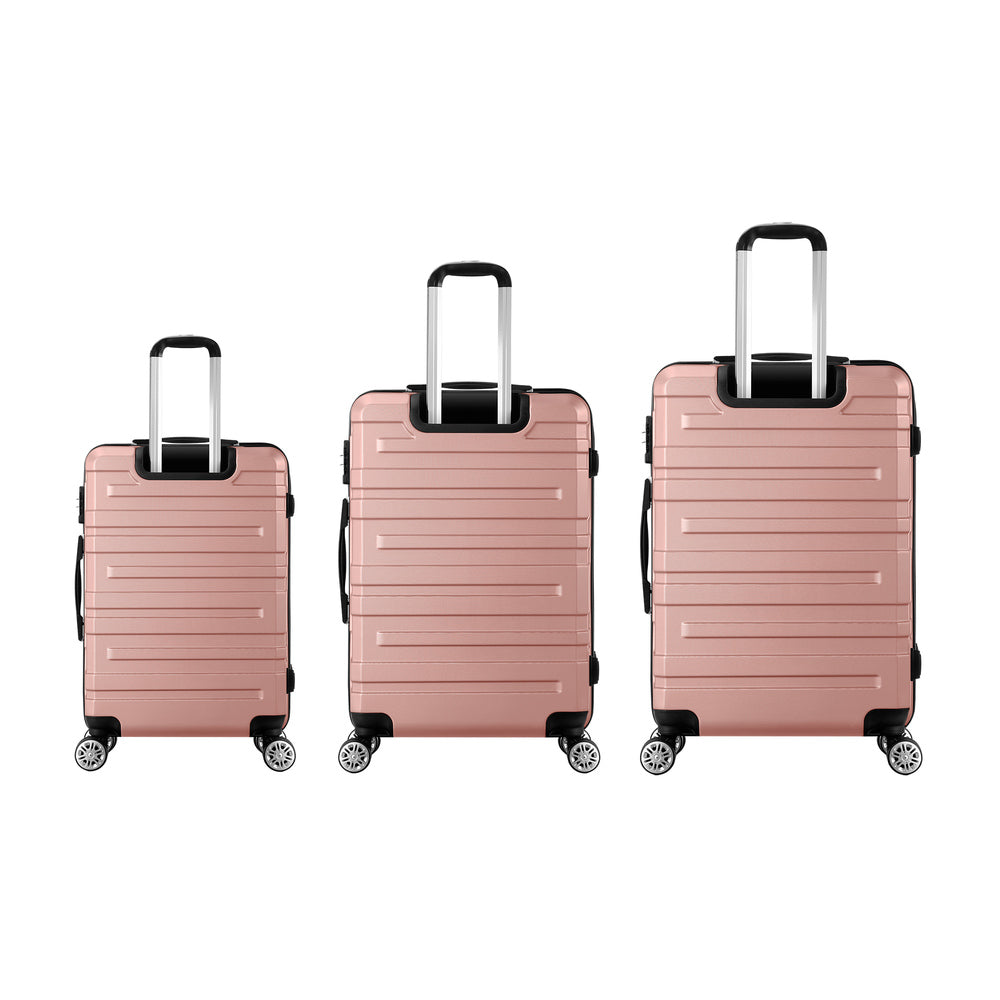 3PCS Luggage Suitcase Trolley Set Travel TSA Lock Pink