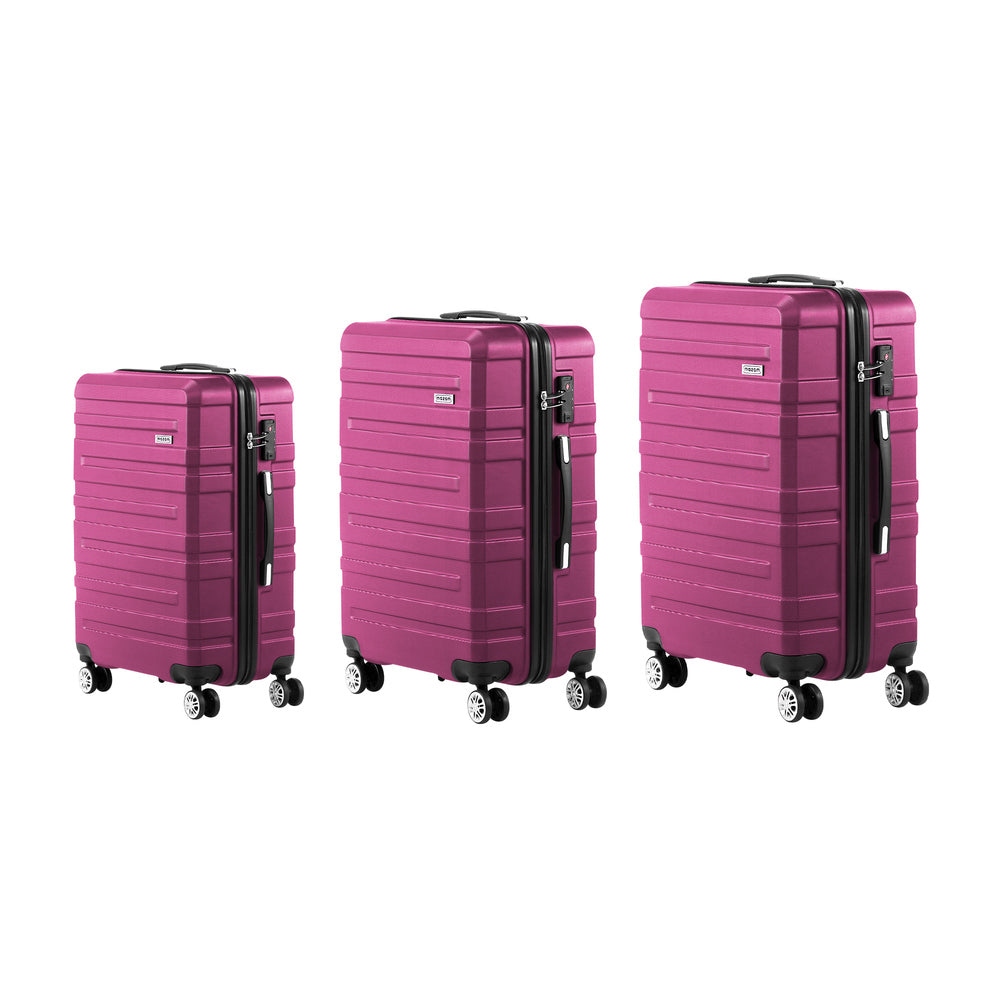 Mazam 3pcs Luggage Suitcase Trolley Set TSA Lock Hard Case Magenta