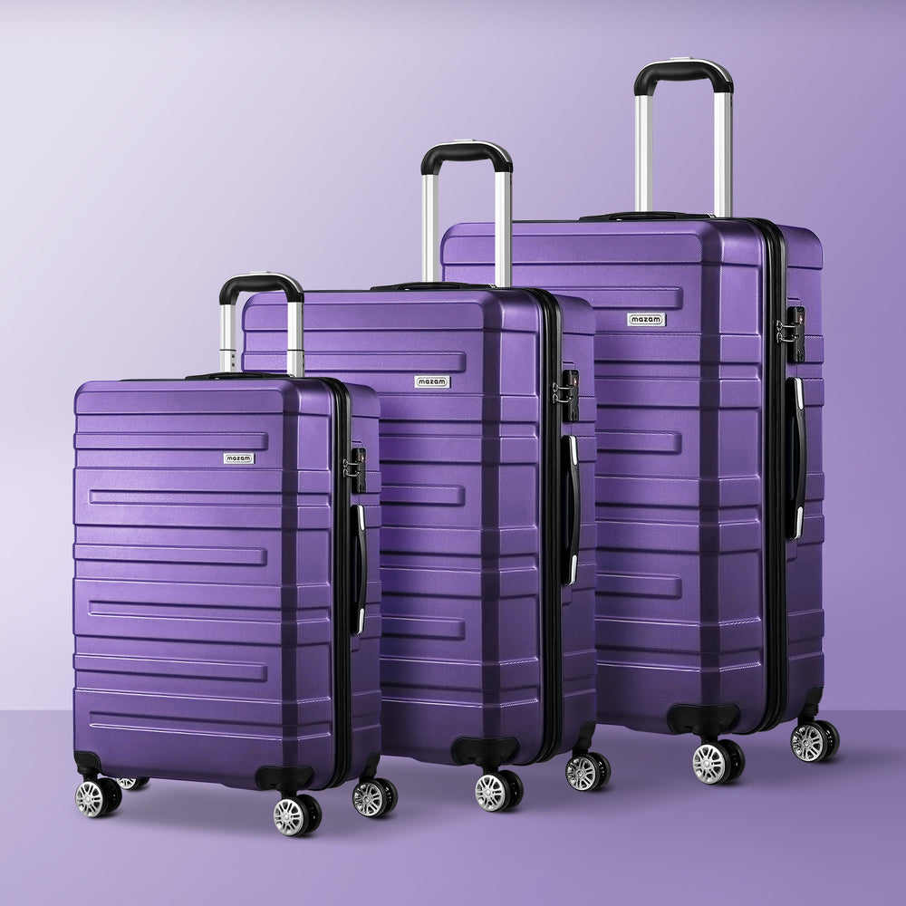 3PCS Luggage Suitcase Trolley Set Travel TSA Lock Purple