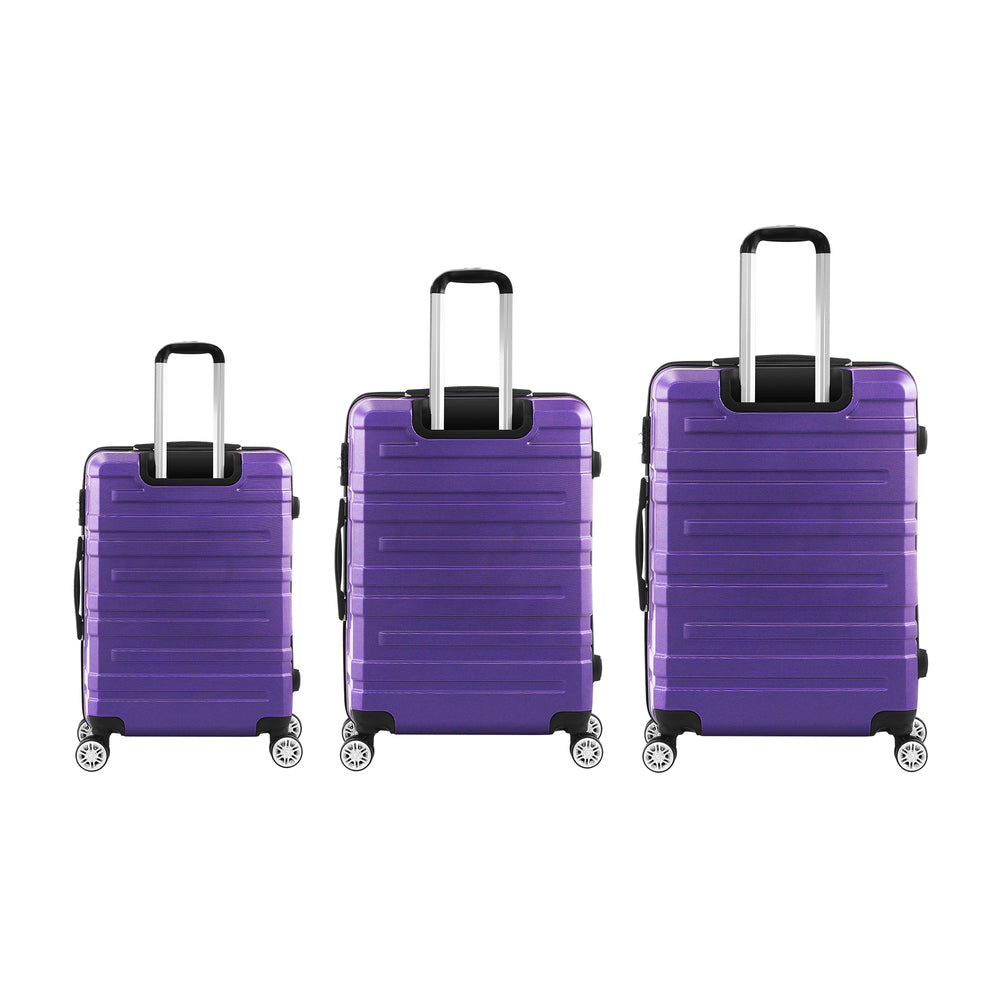 3PCS Luggage Suitcase Trolley Set Travel TSA Lock Purple