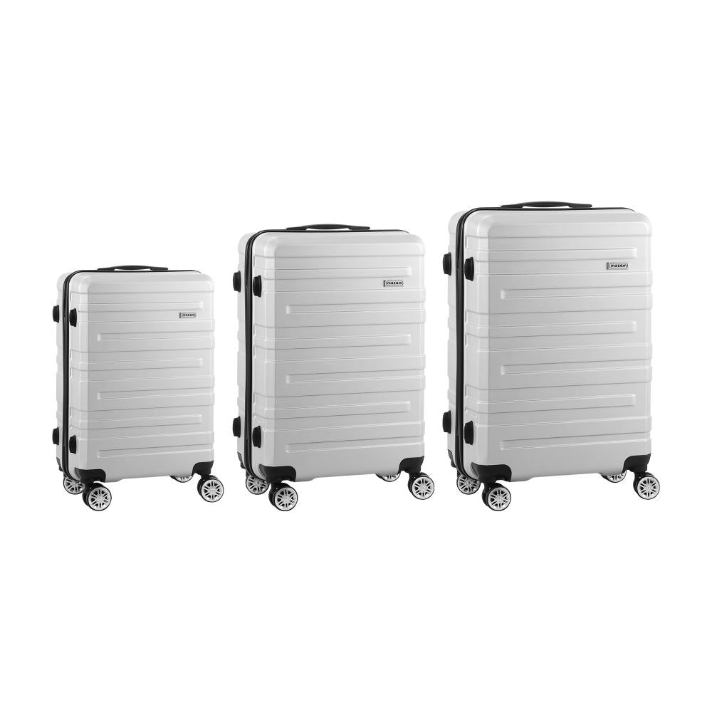 3PCS Luggage Set TSA Lock Hard Case Silver