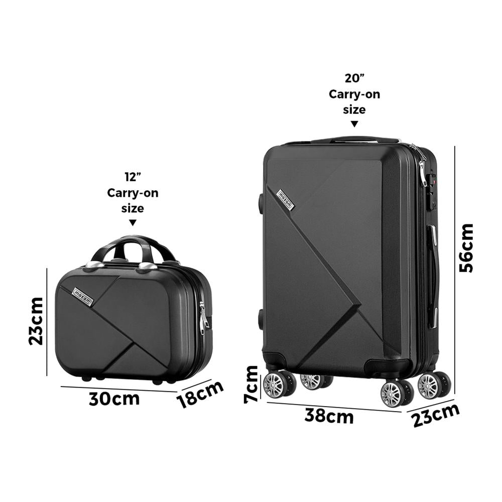 2PCS Luggage Set TSA Lock Hard Case Black