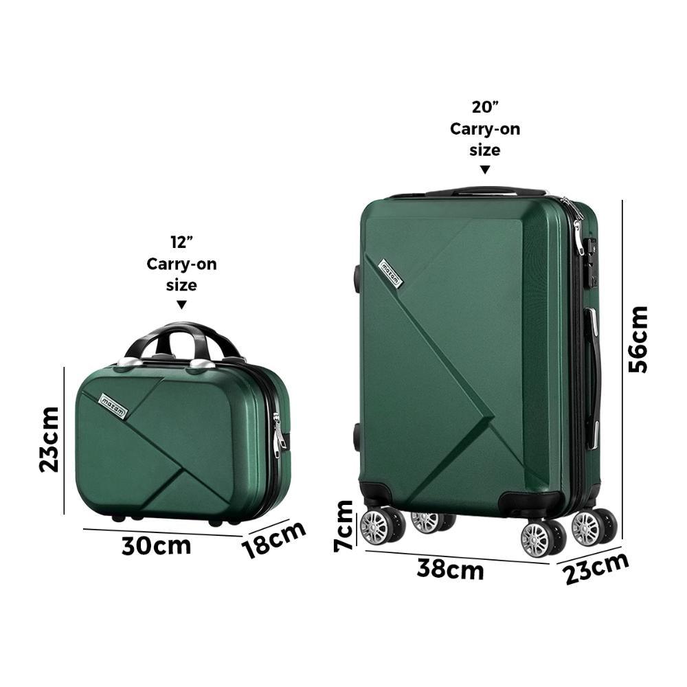 2PCS Luggage Set TSA Lock Hard Case Green