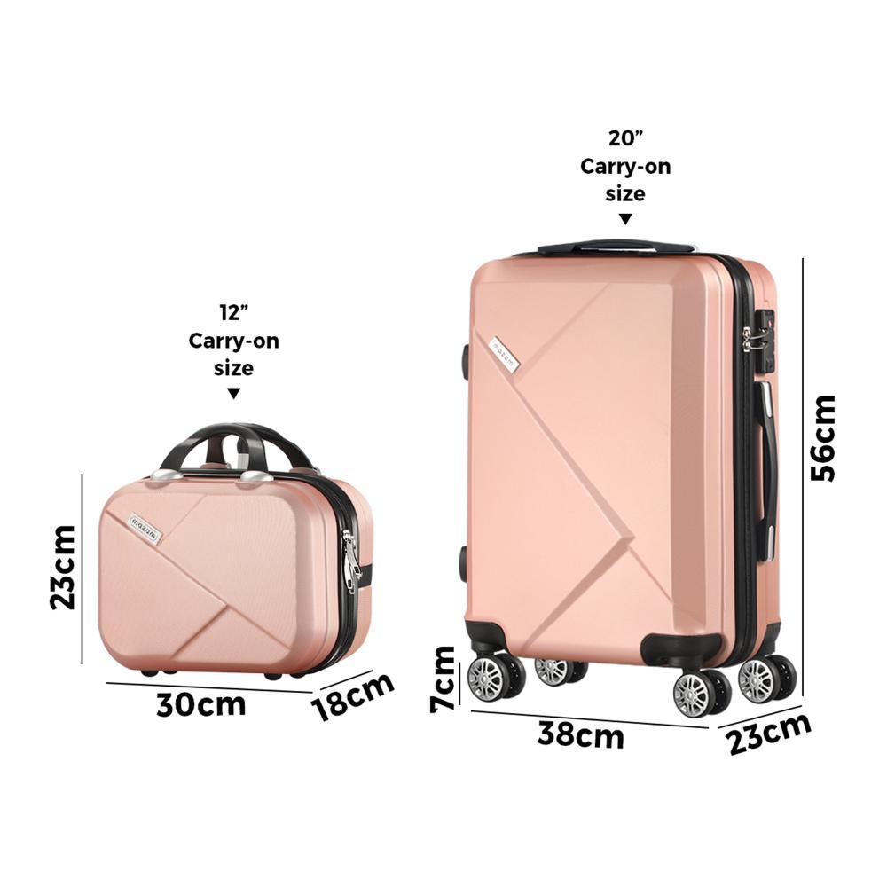 2PCS Luggage Set TSA Lock Hard Case Pink