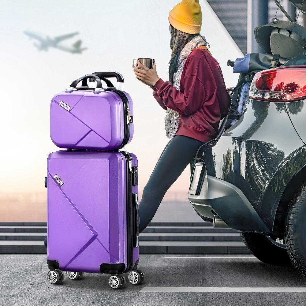 2PCS Luggage Set TSA Lock Hard Case Purple