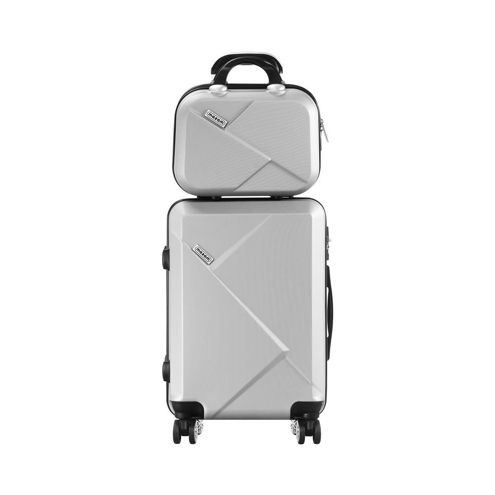 2PCS Luggage Set TSA Lock Hard Case Silver