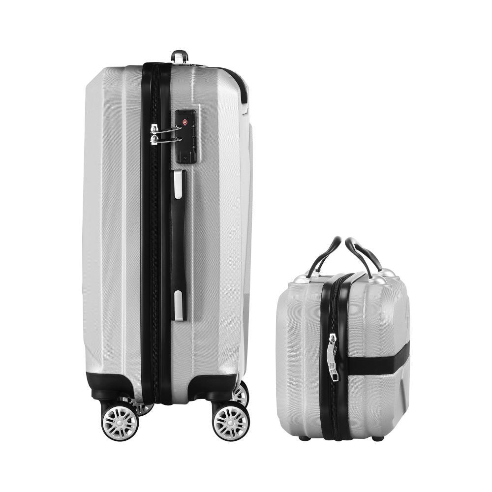 2PCS Luggage Set TSA Lock Hard Case Silver