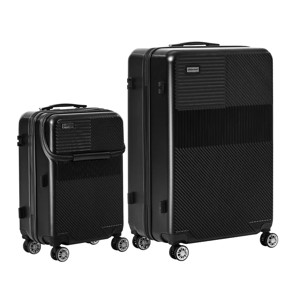 2PCS Luggage Suitcase Trolley TSA Lock Carry On Hard Case Black
