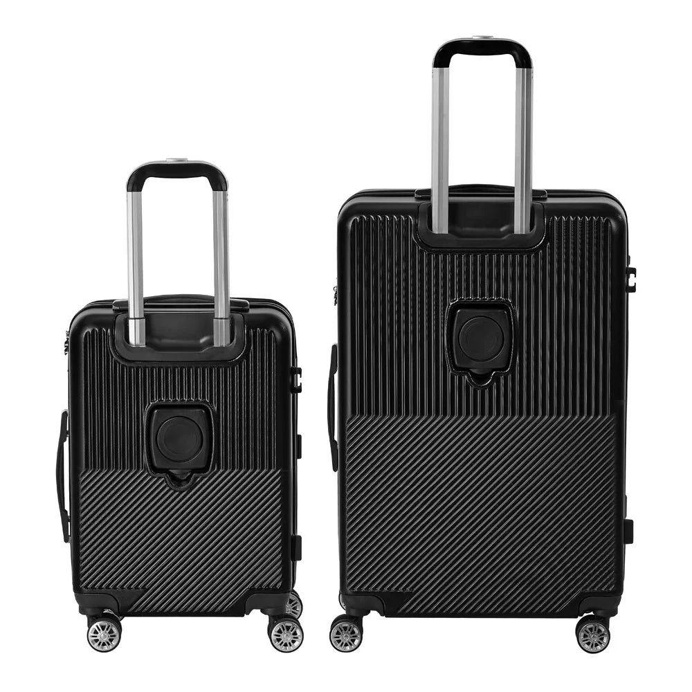 2PCS Luggage Suitcase Trolley TSA Lock Carry On Hard Case Black