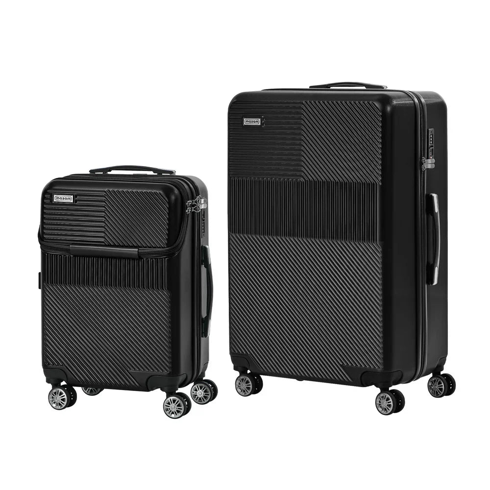 2PCS Luggage Suitcase Trolley TSA Lock Carry On Hard Case Black