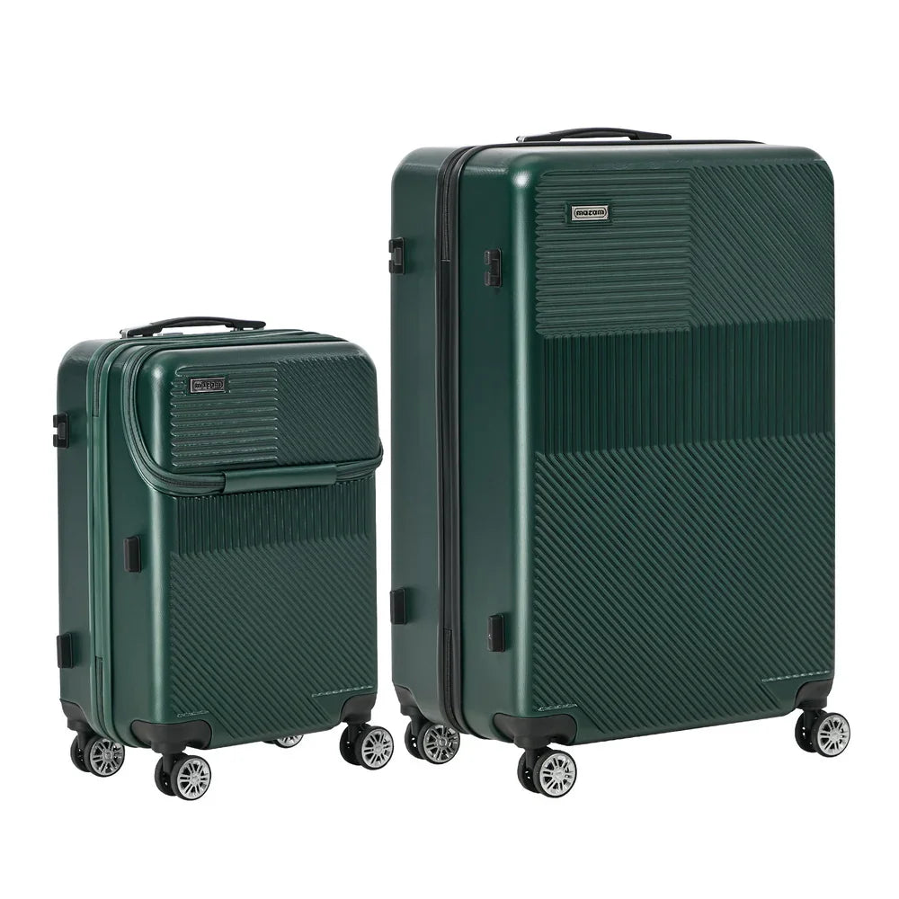 2PCS Luggage Suitcase Trolley TSA Lock Carry On Hard Case Green