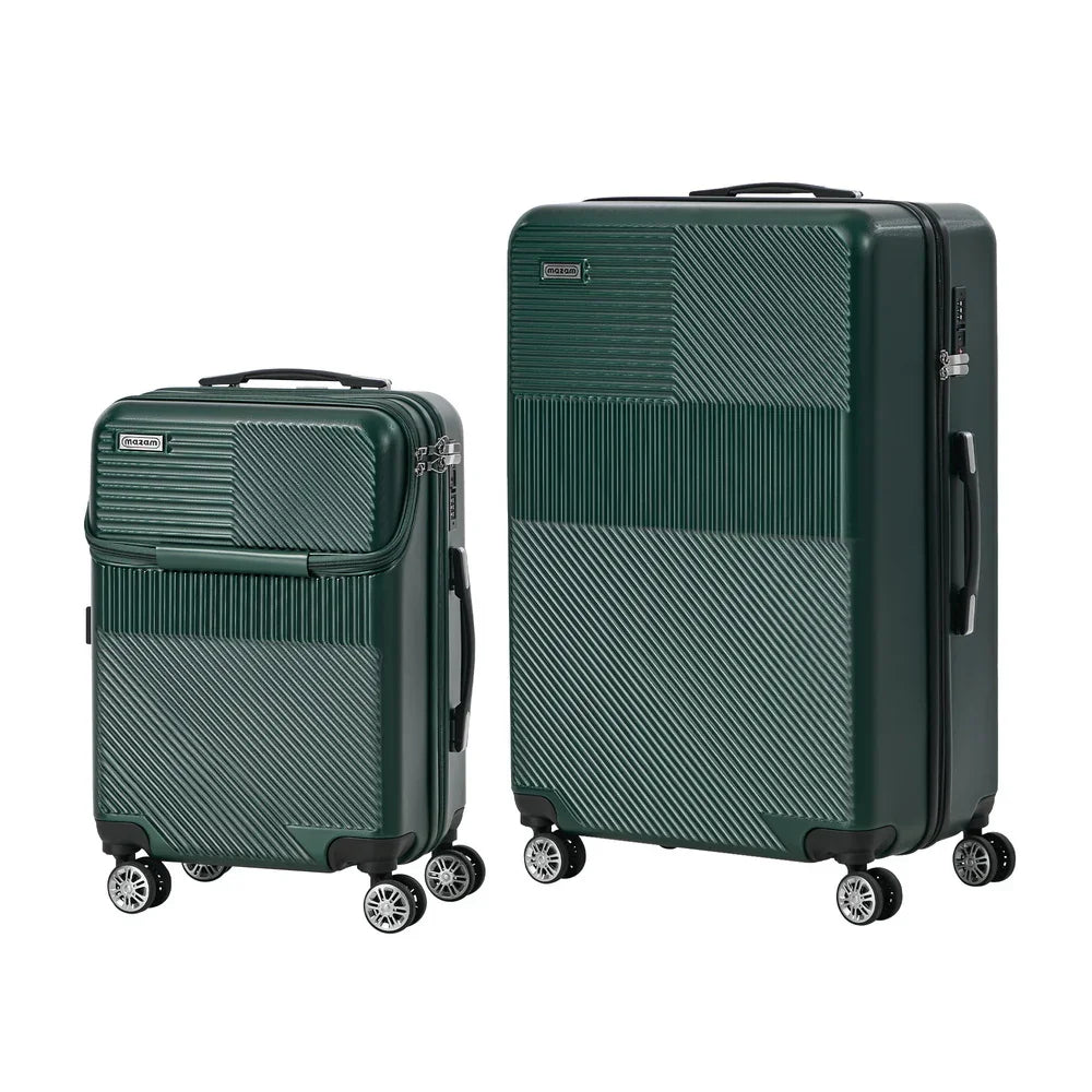 2PCS Luggage Suitcase Trolley TSA Lock Carry On Hard Case Green