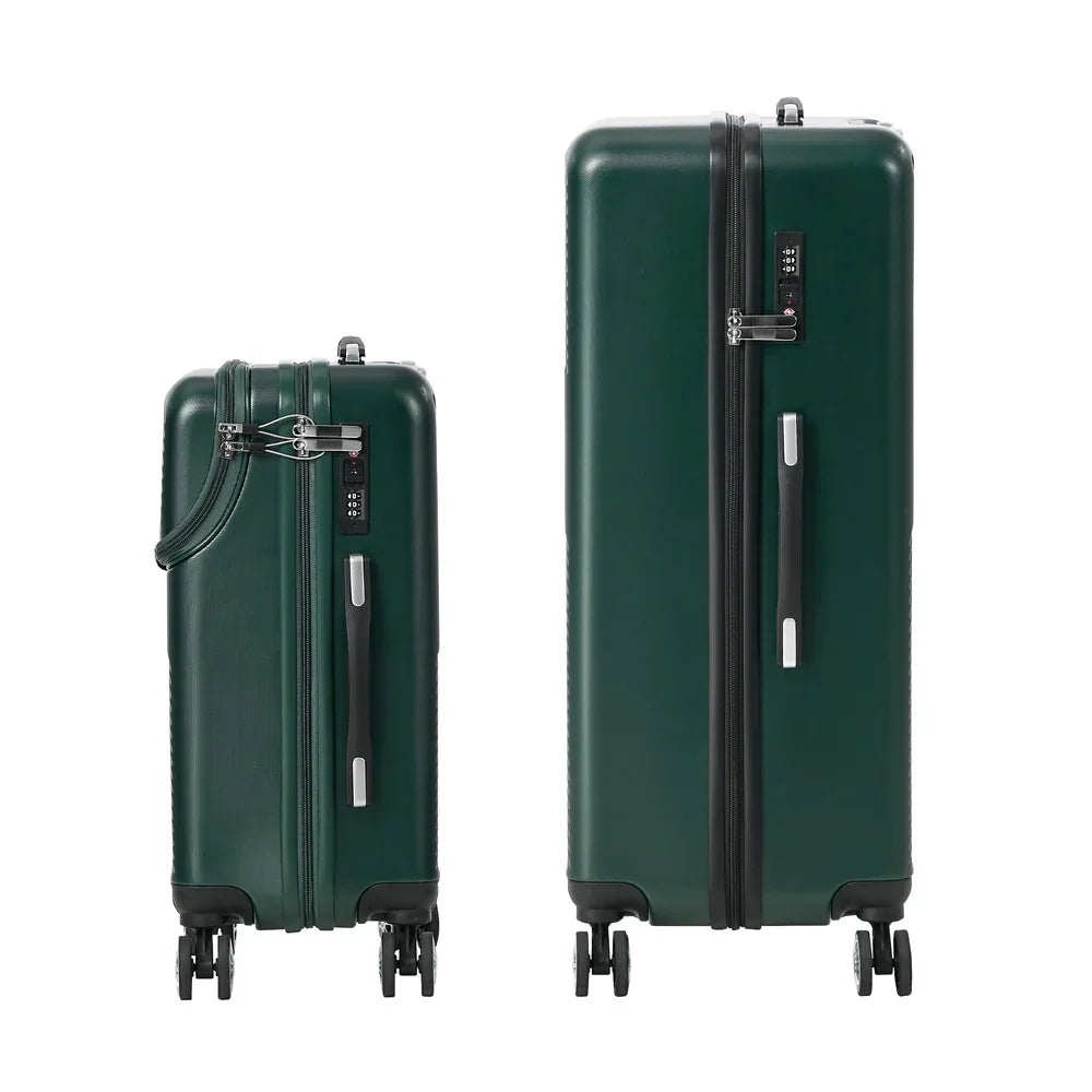 2PCS Luggage Suitcase Trolley TSA Lock Carry On Hard Case Green