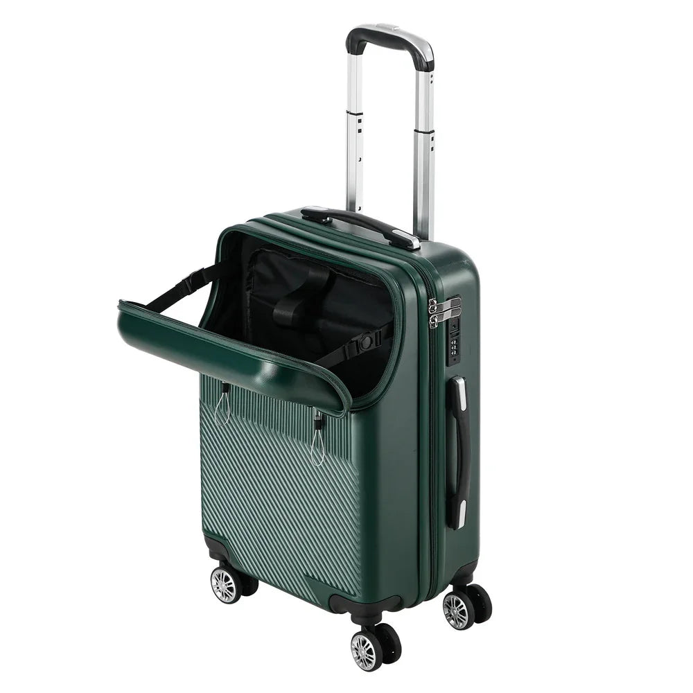 2PCS Luggage Suitcase Trolley TSA Lock Carry On Hard Case Green