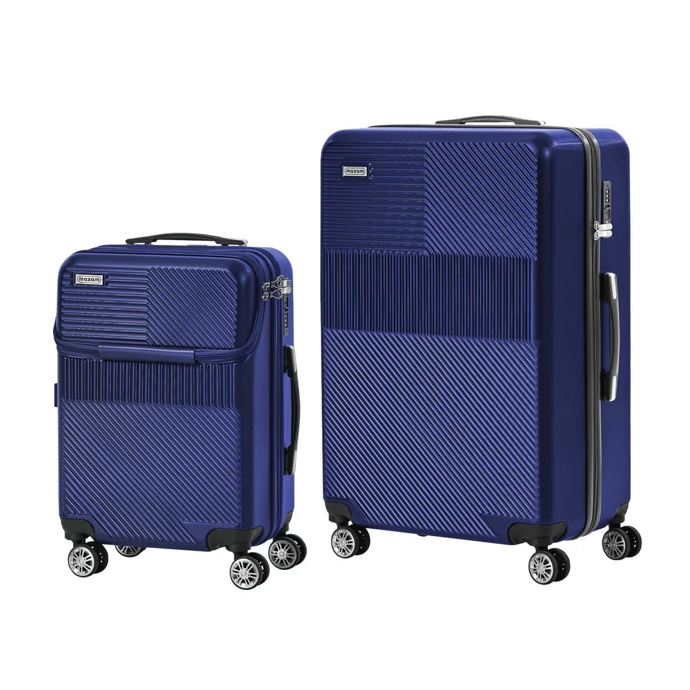 2PCS Luggage Suitcase Trolley TSA Lock Carry On Hard Case Navy