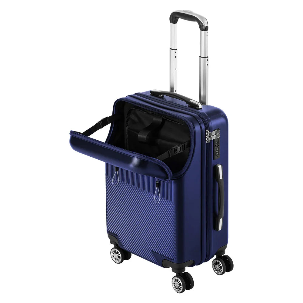 2PCS Luggage Suitcase Trolley TSA Lock Carry On Hard Case Navy