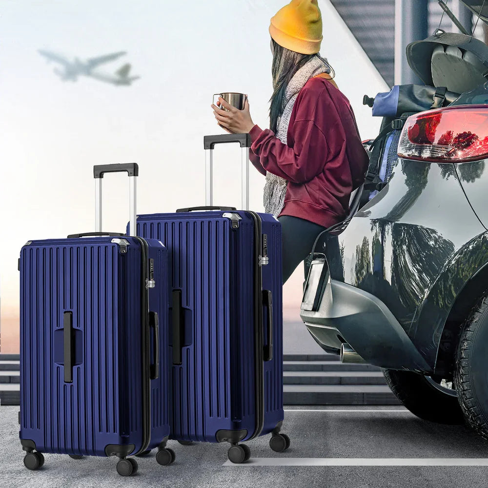 2PCS Luggage Suitcase Trolley Set TSA Lock Hard Shell Case Navy