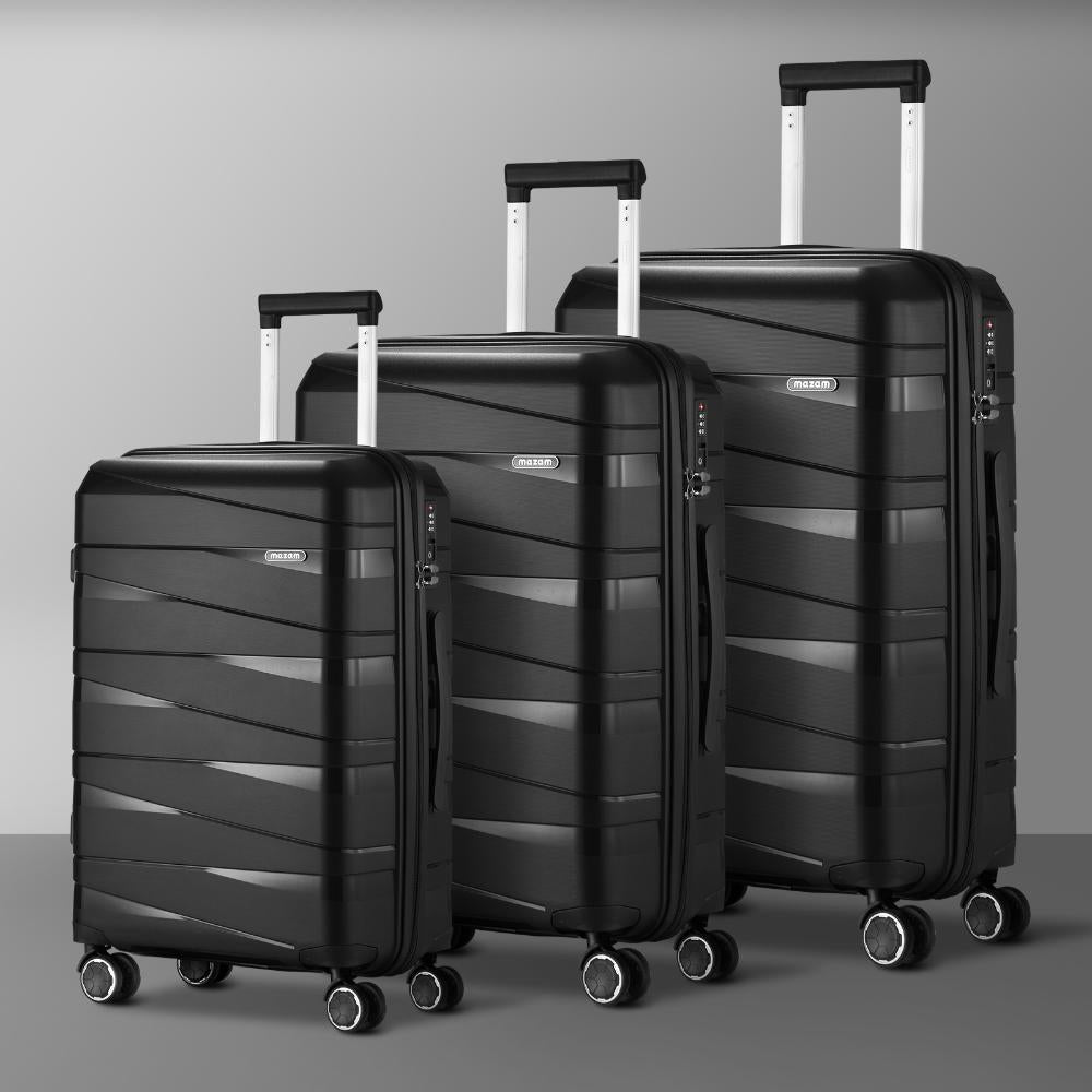 3PCS Luggage Set Travel TSA Lock PP Case Black
