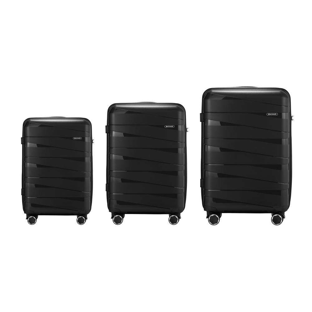 3PCS Luggage Set Travel TSA Lock PP Case Black