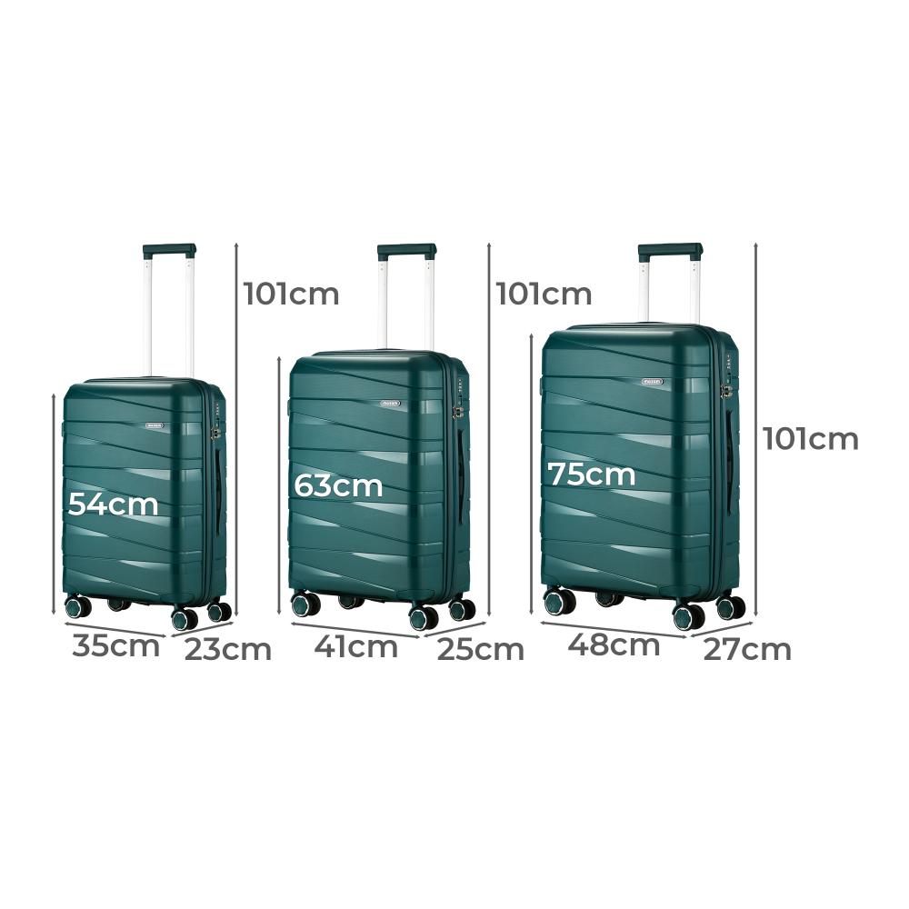 3PCS Luggage Set Travel TSA Lock PP Case Green