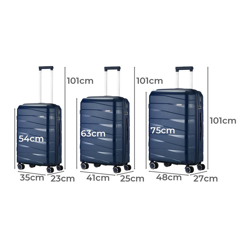 3PCS Luggage Set Travel TSA Lock PP Case Navy