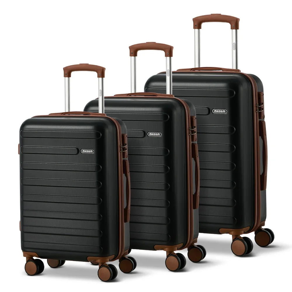 3PCS Luggage Suitcase Set Travel TSA Lock Hard Shell Case Black