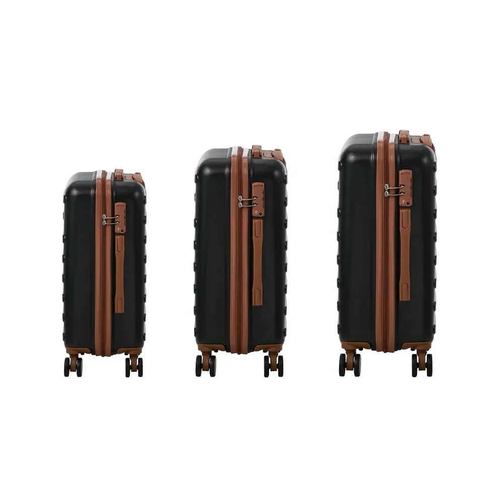 3PCS Luggage Suitcase Set Travel TSA Lock Hard Shell Case Black
