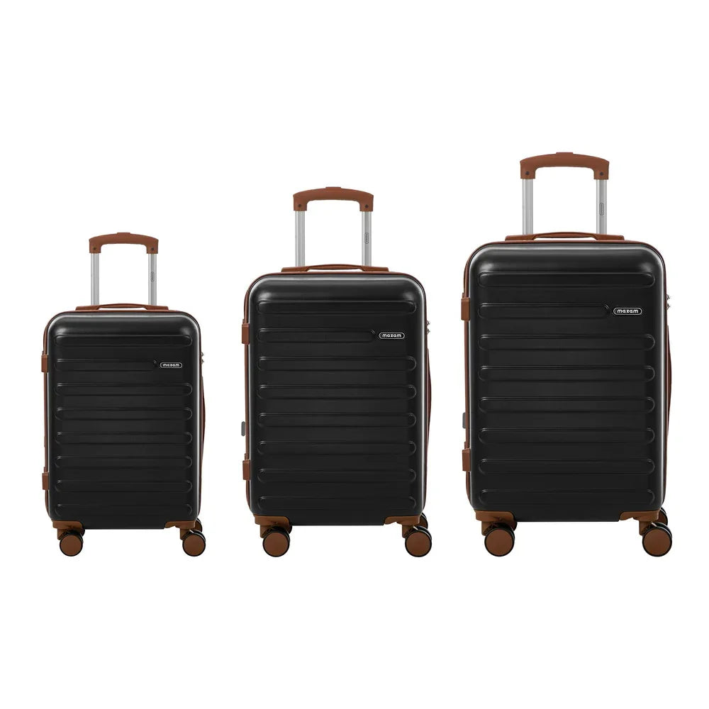 3PCS Luggage Suitcase Set Travel TSA Lock Hard Shell Case Black