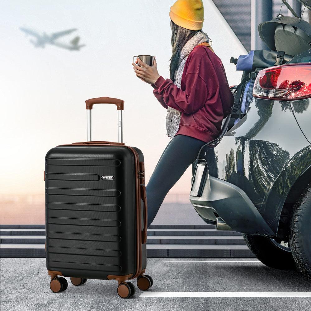 3PCS Luggage Suitcase Set Travel TSA Lock Hard Shell Case Black