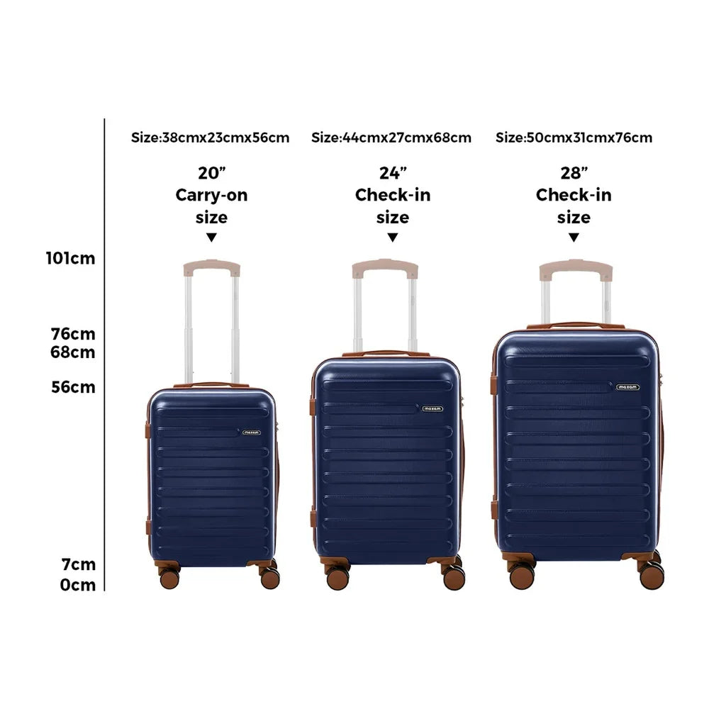 3PCS Luggage Suitcase Set Travel TSA Lock Hard Shell Case Navy