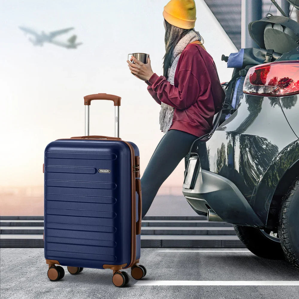 3PCS Luggage Suitcase Set Travel TSA Lock Hard Shell Case Navy