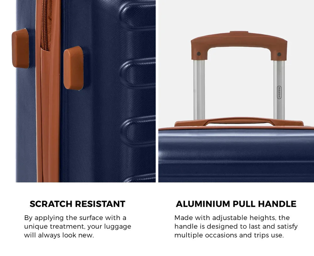 3PCS Luggage Suitcase Set Travel TSA Lock Hard Shell Case Navy