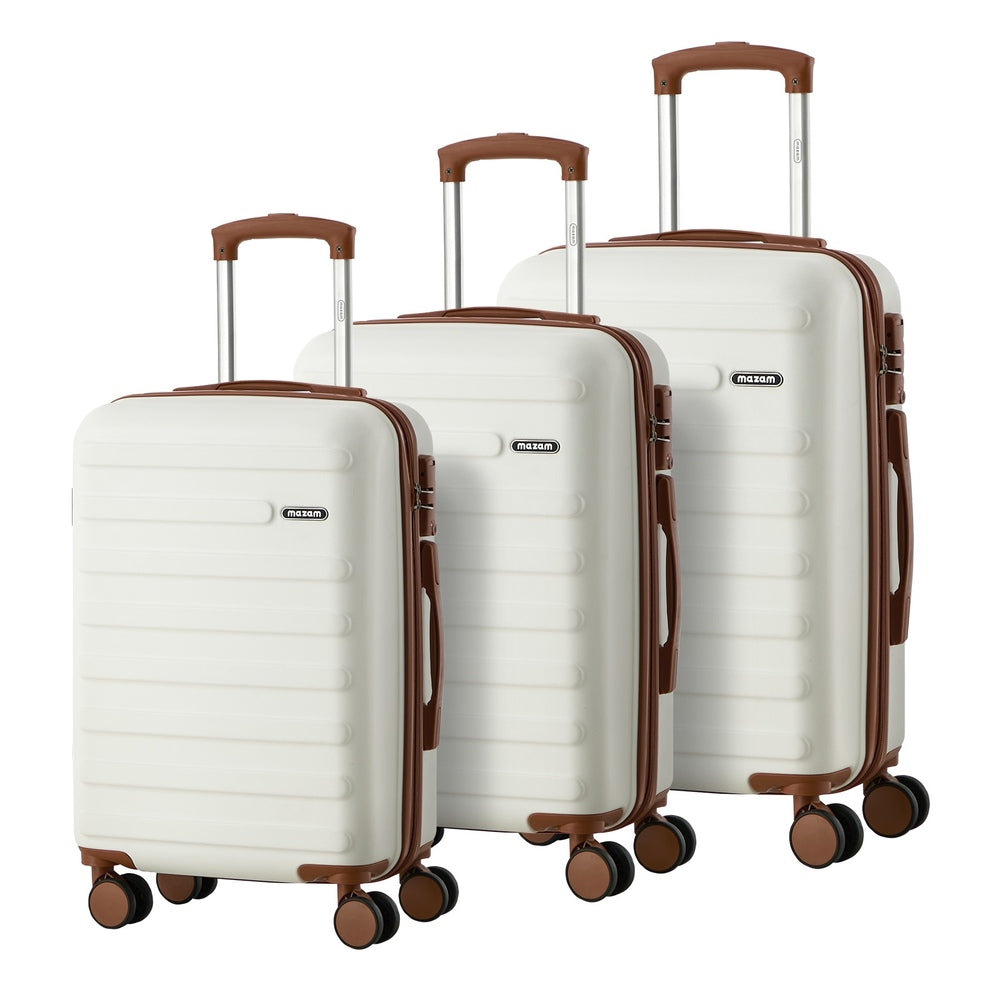 3PCS Luggage Suitcase Set Travel TSA Lock Hard Shell Case White