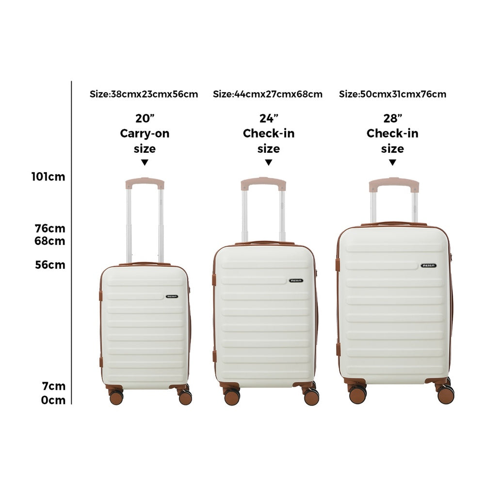 3PCS Luggage Suitcase Set Travel TSA Lock Hard Shell Case White