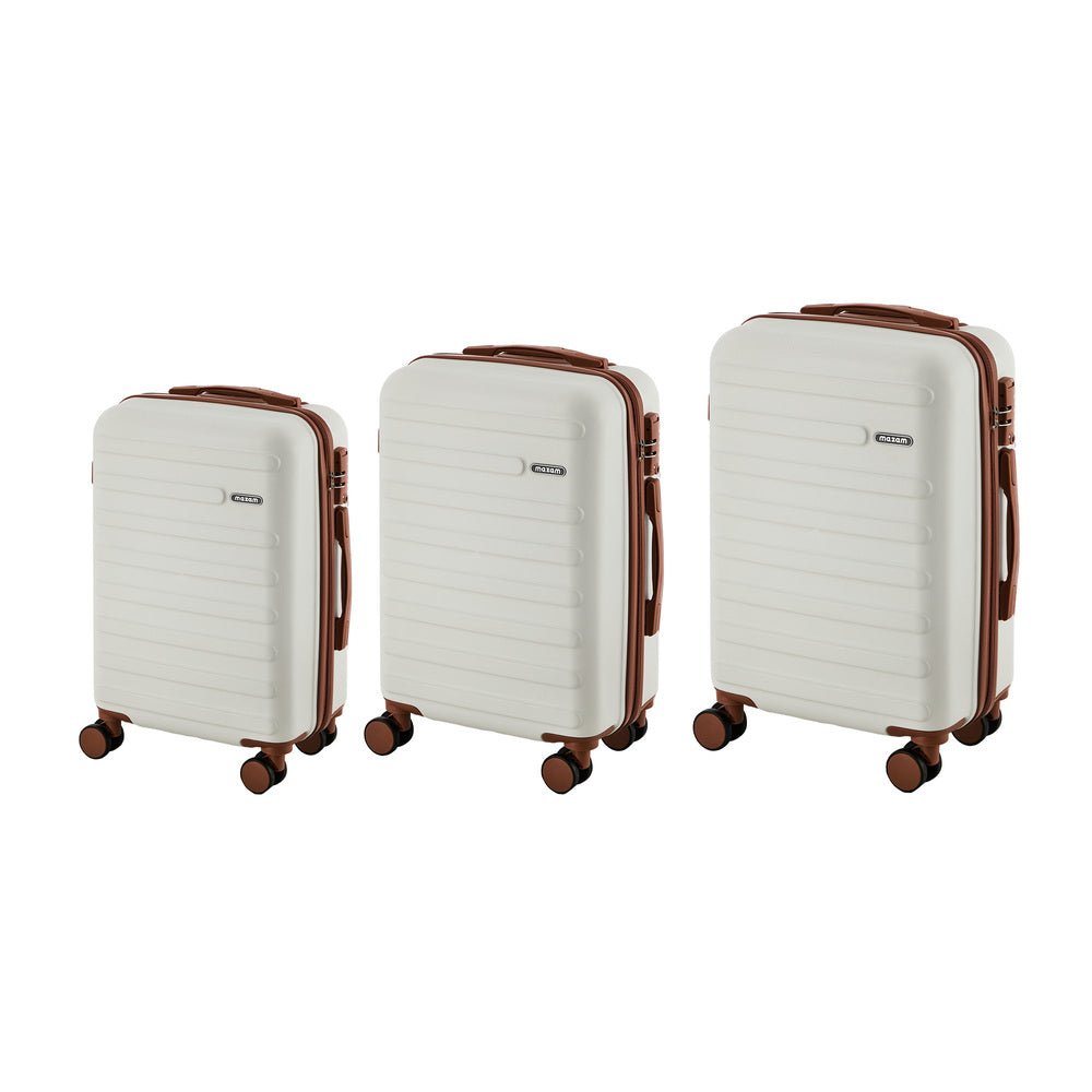 3PCS Luggage Suitcase Set Travel TSA Lock Hard Shell Case White