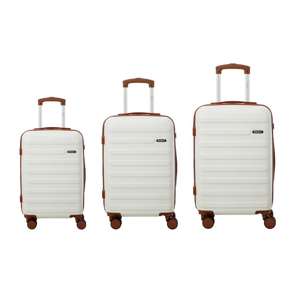3PCS Luggage Suitcase Set Travel TSA Lock Hard Shell Case White