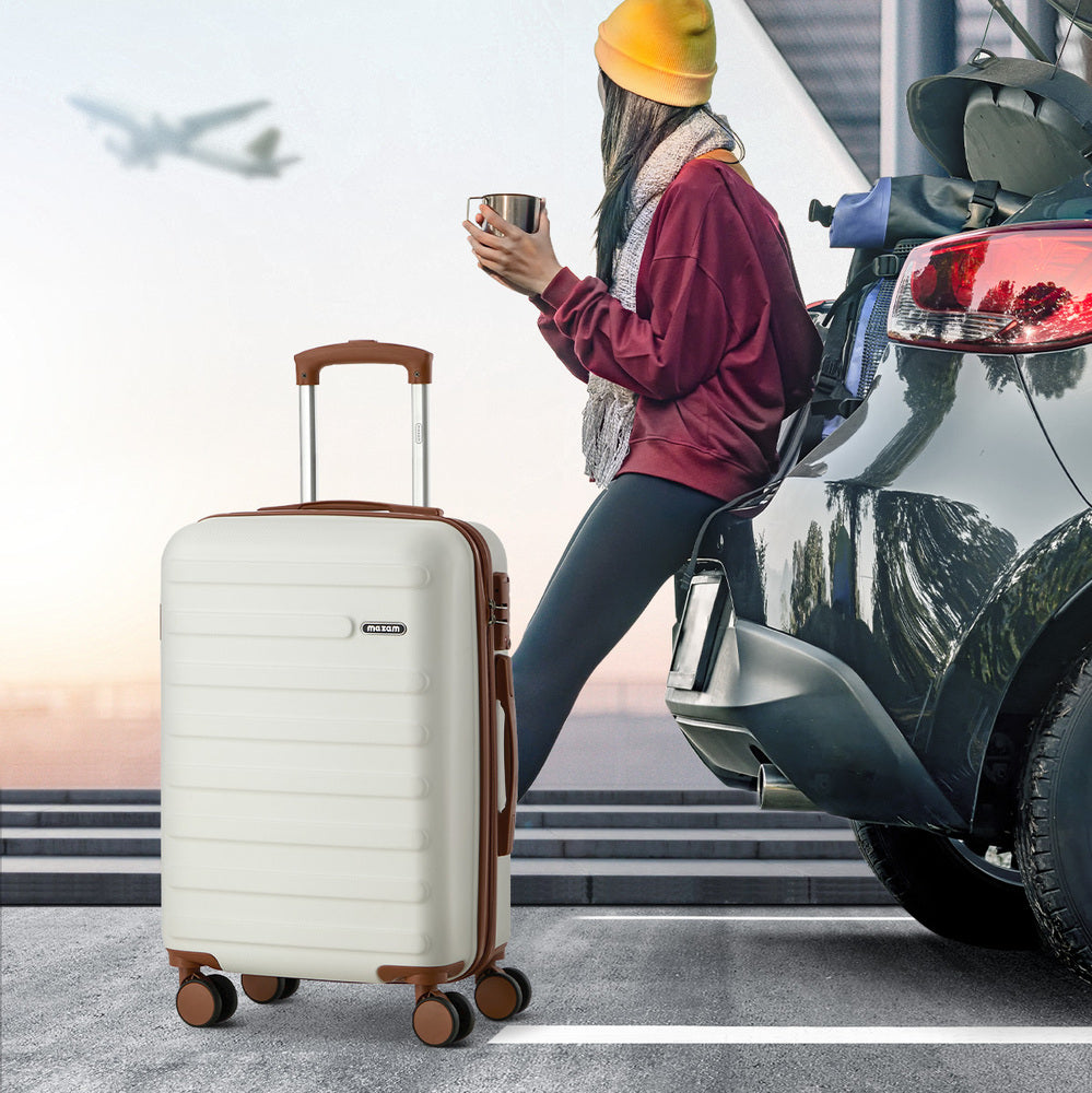 3PCS Luggage Suitcase Set Travel TSA Lock Hard Shell Case White