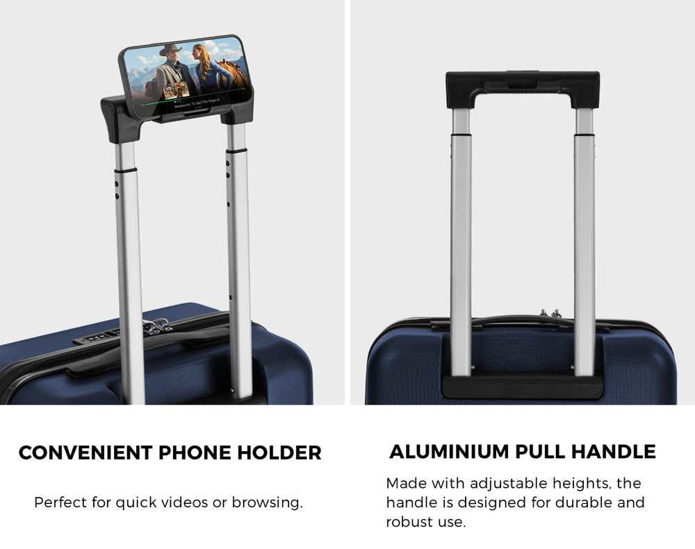 24" Luggage Suitcase Front Opening Travel Lock Hard Case Navy