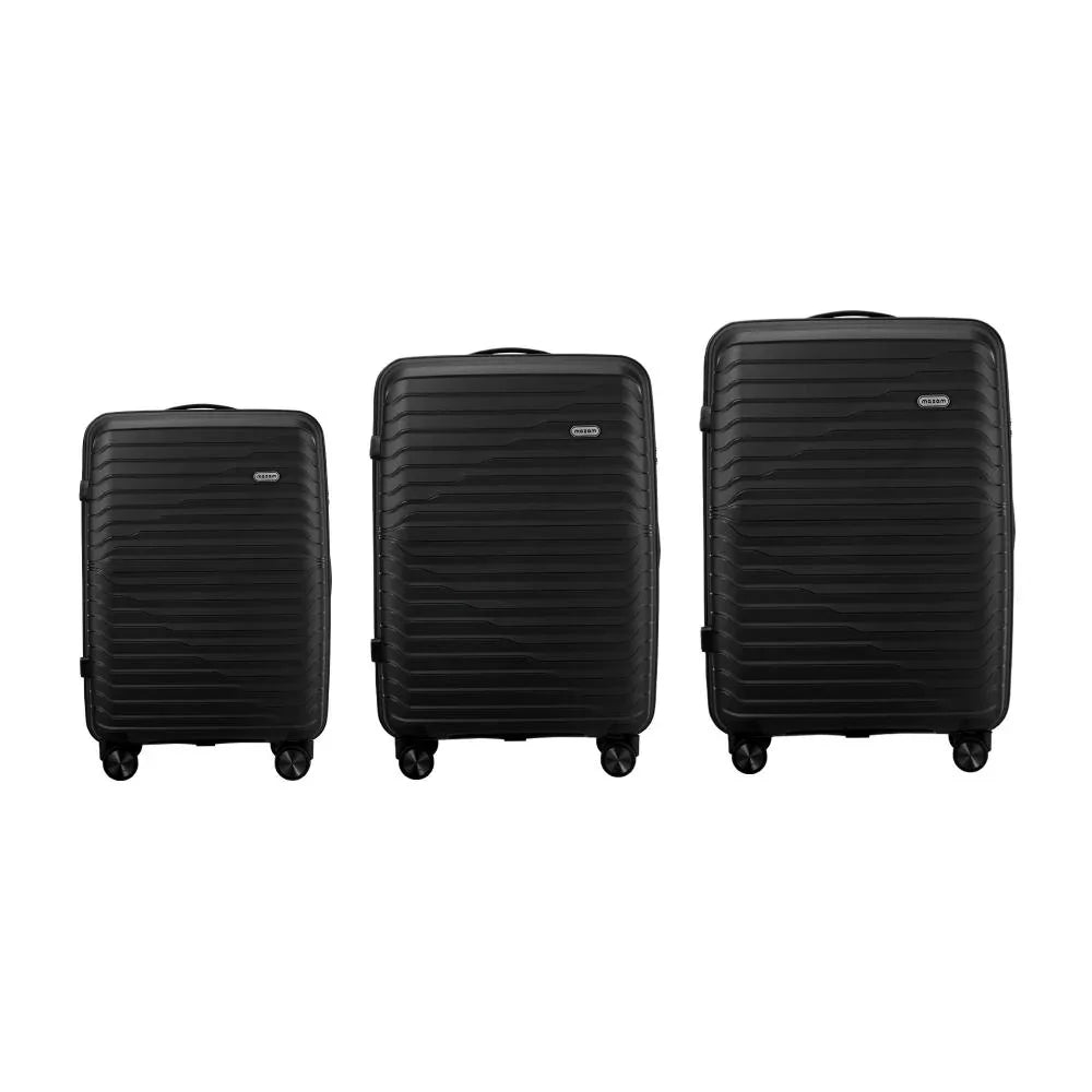 3PCS Luggage Suitcase Set TSA Lock Black PP Case